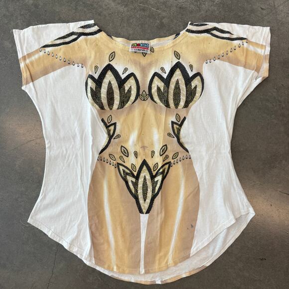 Vintage Y2k 90's Bikini Show Girl Cover Up Babe Beach Sun Graphic Tee One Size - Picture 1 of 5